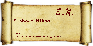 Swoboda Miksa névjegykártya